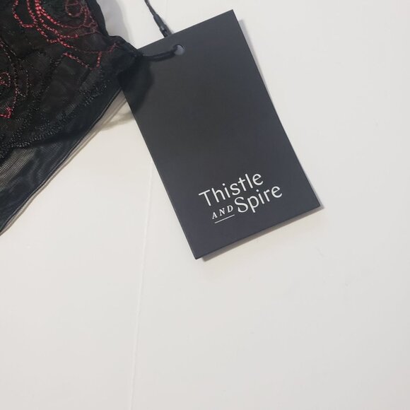 Thistle and Spire Thorn Apart Panty Women's 2X Black Roses Embroidery Mesh NWT - Picture 2 of 10